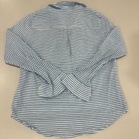 J. Crew Sky Blue and White Striped Top - Picture 2 of 6